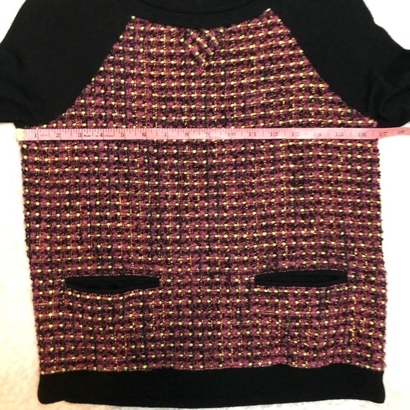J. Crew Pink Tweed Front Navy Crew Neck Sweater - Picture 9 of 10